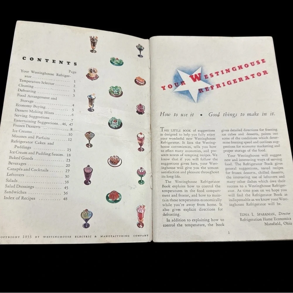 Vintage 1935 The Westinghouse Refrigerator Box Book Cookbook Vintage 30s